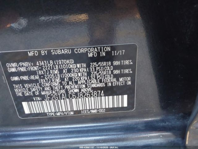 2018 SUBARU CROSSTREK JF2GTALC6J8263874 Photo 8