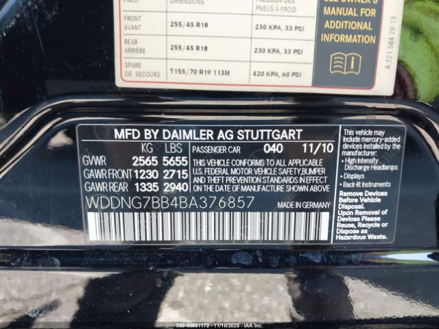 2011 MERCEDES-BENZ S 550 WDDNG7BB4BA376857 Photo 8