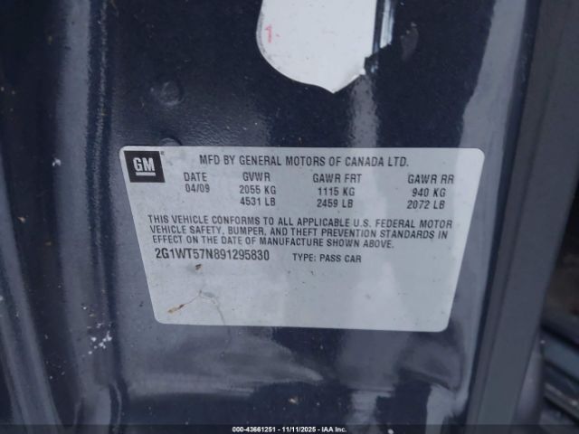 2009 CHEVROLET IMPALA 2G1WT57N891295830 Photo 8