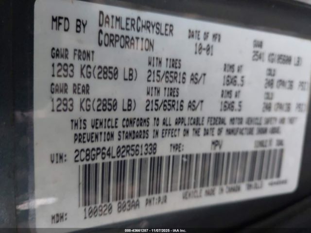 2002 CHRYSLER TOWN & COUNTRY 2C8GP64L02R561338 Photo 8