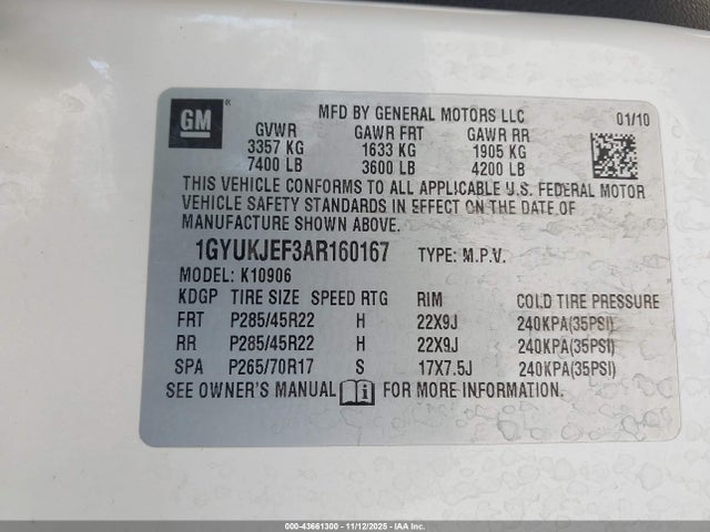 2010 CADILLAC ESCALADE ESV 1GYUKJEF3AR160167 Photo 8