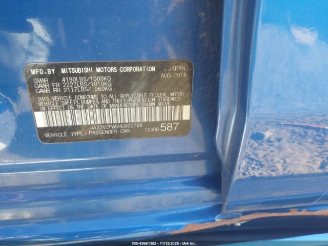 2017 MITSUBISHI LANCER JA32V2FW5HU002766 Photo 8