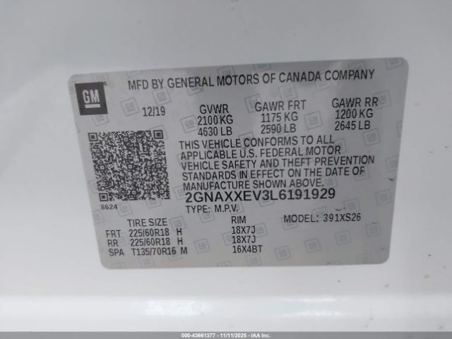 2020 CHEVROLET EQUINOX 2GNAXXEV3L6191929 Photo 8