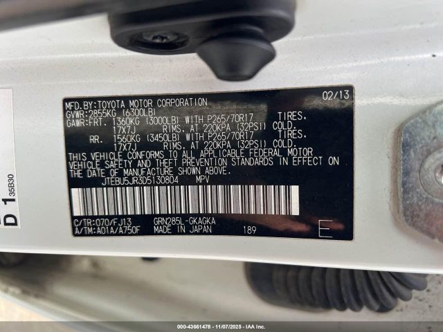 2013 TOYOTA 4RUNNER JTEBU5JR3D5130804 Photo 8