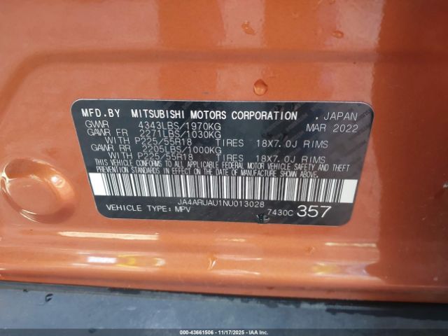 2022 MITSUBISHI OUTLANDER SPORT JA4ARUAU1NU013028 Photo 8