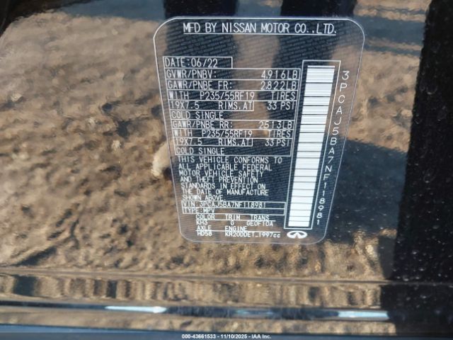 2022 INFINITI QX50 3PCAJ5BA7NF118981 Photo 8