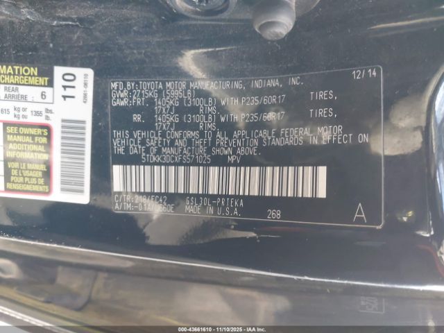2015 TOYOTA SIENNA 5TDKK3DCXFS571025 Photo 8
