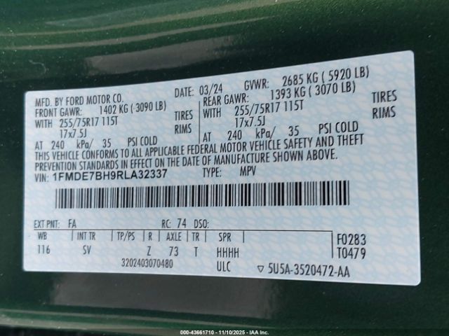 2024 FORD BRONCO 1FMDE7BH9RLA32337 Photo 8