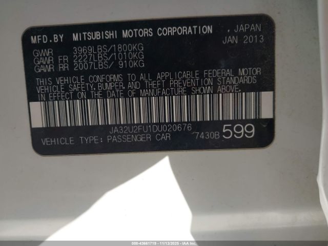 2013 MITSUBISHI LANCER JA32U2FU1DU020676 Photo 8