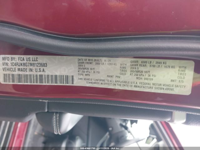 2021 JEEP GRAND CHEROKEE L 1C4RJKBG7M8123683 Photo 8