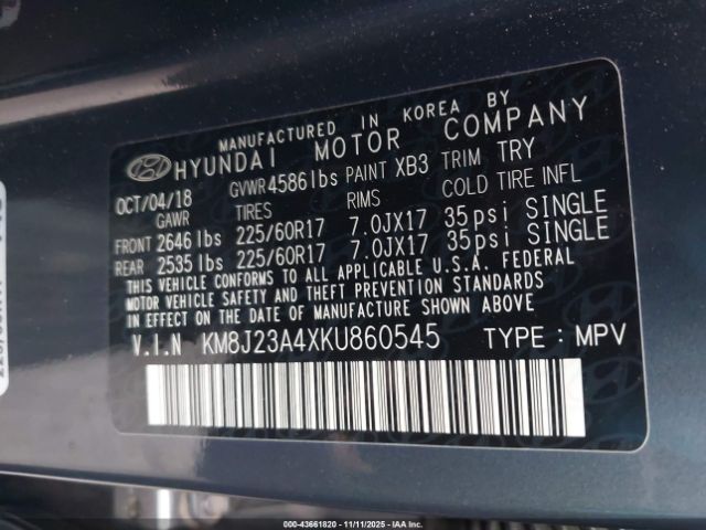 2019 HYUNDAI TUCSON KM8J23A4XKU860545 Photo 8