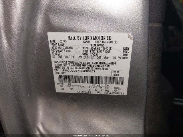 2012 FORD ESCAPE 1FMCU9D7XCKC03933 Photo 8