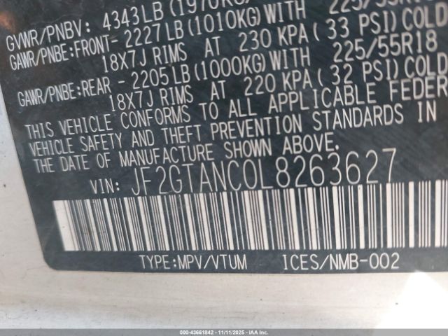 2020 SUBARU CROSSTREK JF2GTANC0L8263627 Photo 8