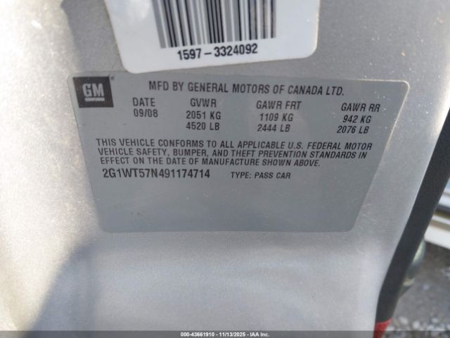 2009 CHEVROLET IMPALA 2G1WT57N491174714 Photo 8