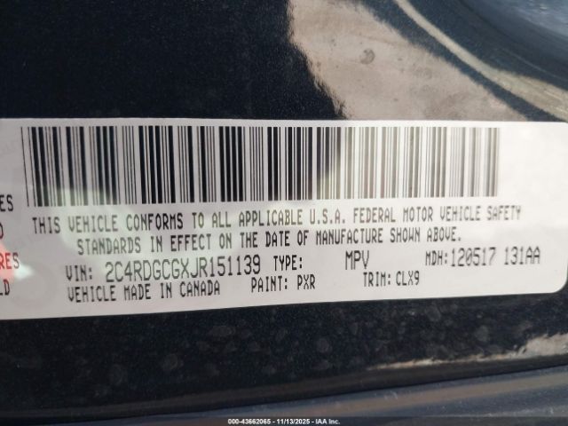 2018 DODGE GRAND CARAVAN 2C4RDGCGXJR151139 Photo 8