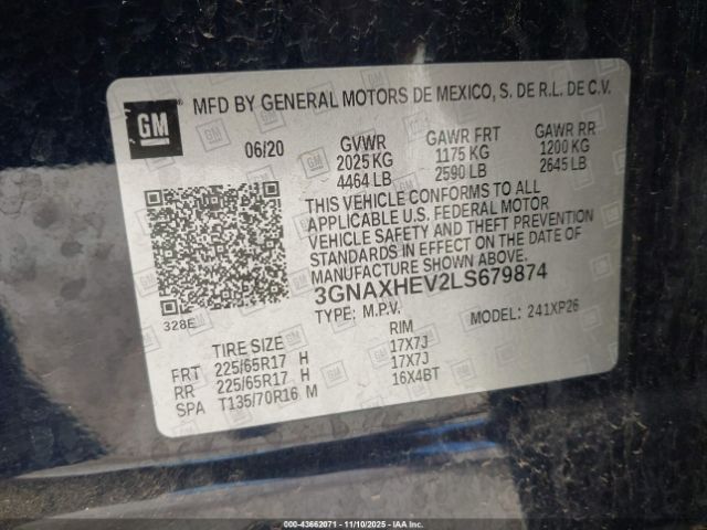 2020 CHEVROLET EQUINOX 3GNAXHEV2LS679874 Photo 8