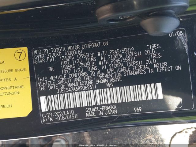 2008 TOYOTA HIGHLANDER JTEES42A682062611 Photo 8