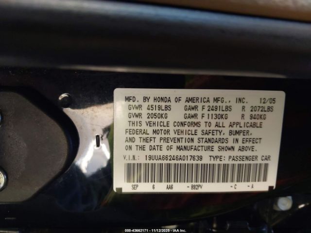 2006 ACURA TL 19UUA66246A017639 Photo 8