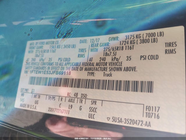 2018 FORD F-150 1FTEW1E53JFB69118 Photo 8