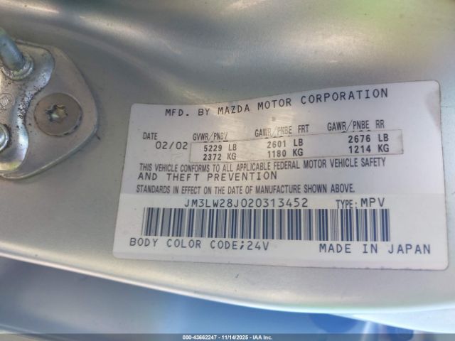 2002 MAZDA MPV JM3LW28J020313452 Photo 8