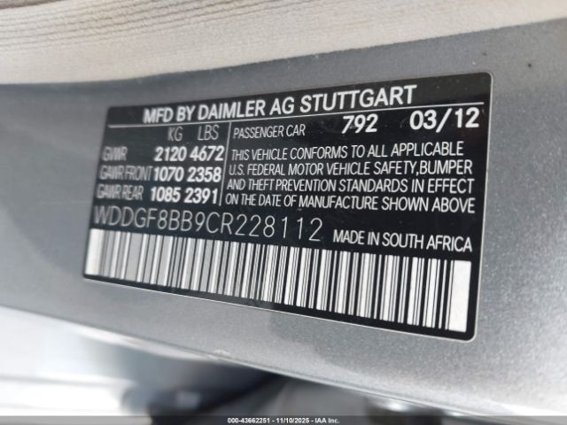 2012 MERCEDES-BENZ C 300 WDDGF8BB9CR228112 Photo 8