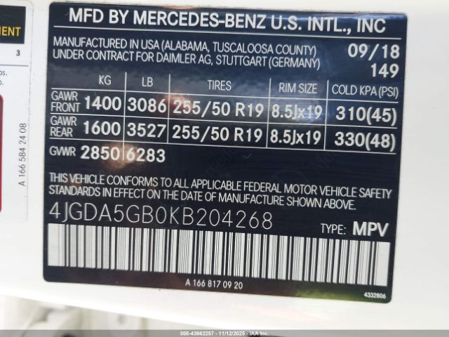 2019 MERCEDES-BENZ GLE 400 4JGDA5GB0KB204268 Photo 8