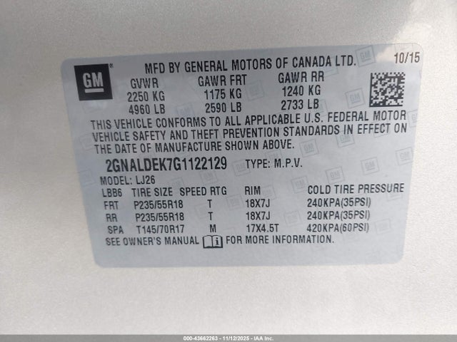 Chevrolet Equinox Ltz 2016 2GNALDEK7G1122129 Image 9