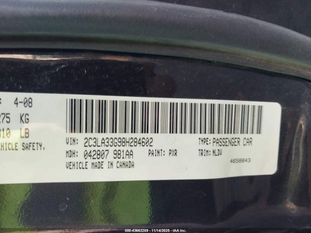 2008 CHRYSLER 300 2C3LA33G98H284602 Photo 8