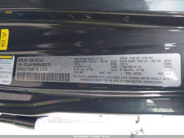 1C4JJXFM6MW538774 Jeep Wrangler