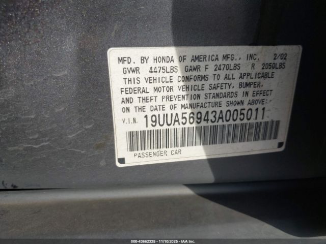 2003 ACURA TL 19UUA56943A005011 Photo 8