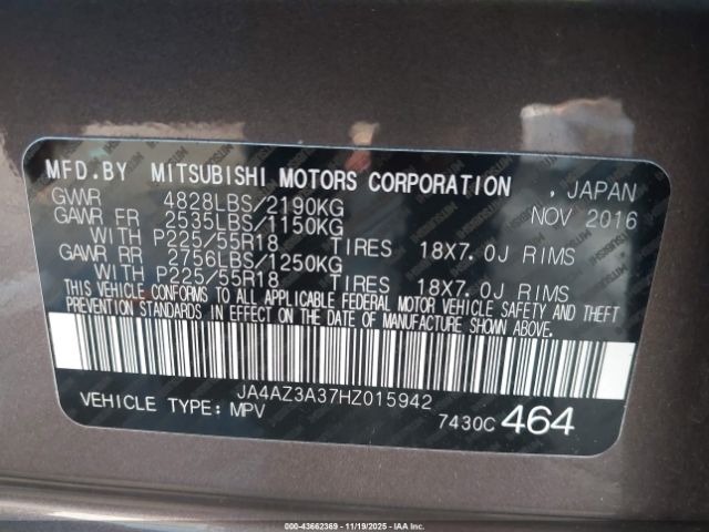 2017 MITSUBISHI OUTLANDER JA4AZ3A37HZ015942 Photo 8