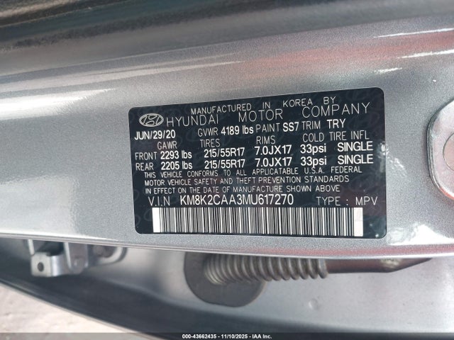 Продажа на аукционе авто 2021 Hyundai Kona Sel, vin: KM8K2CAA3MU617270, номер лота: 43662435