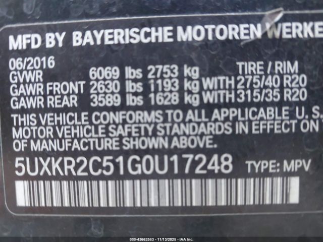2016 BMW X5 5UXKR2C51G0U17248 Photo 8