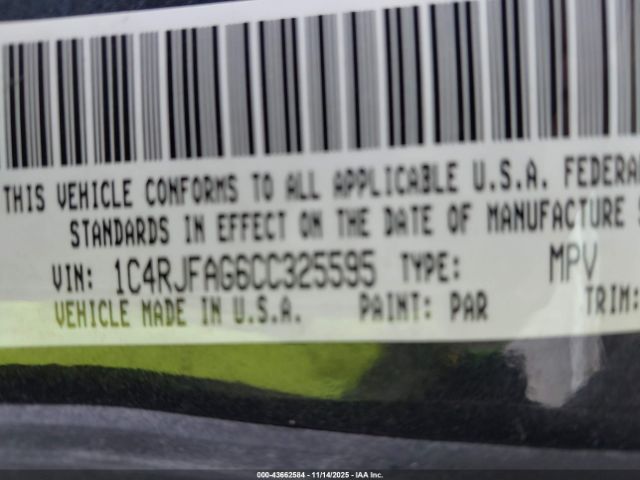 2012 JEEP GRAND CHEROKEE 1C4RJFAG6CC325595 Photo 8