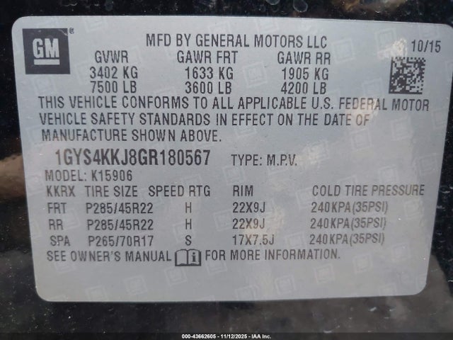 2016 CADILLAC ESCALADE ESV 1GYS4KKJ8GR180567 Photo 8