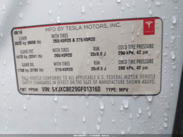 2016 TESLA MODEL X 5YJXCBE29GF013160 Photo 8