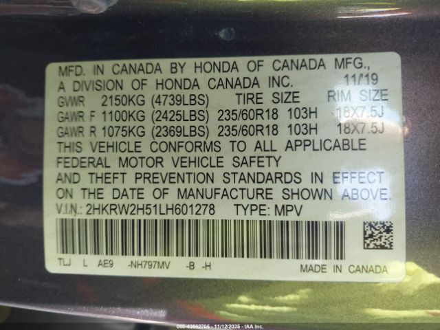 2020 HONDA CR-V 2HKRW2H51LH601278 Photo 8