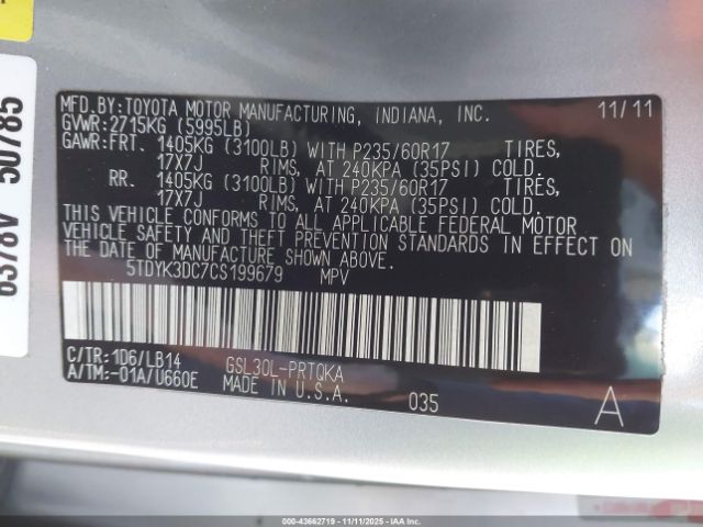 2012 TOYOTA SIENNA 5TDYK3DC7CS199679 Photo 8