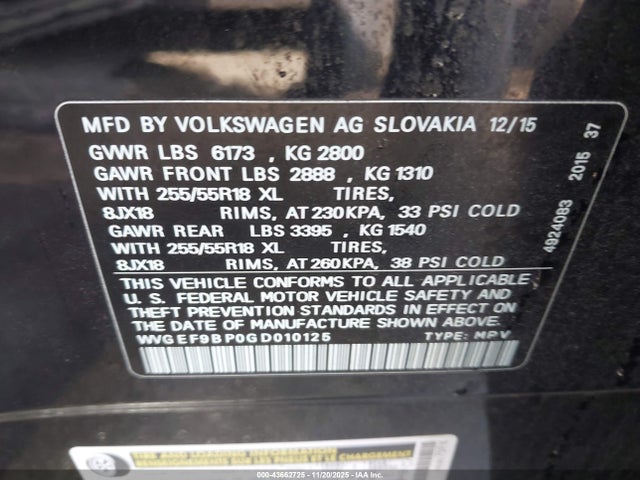 2016 VOLKSWAGEN TOUAREG WVGEF9BP0GD010125 Photo 8