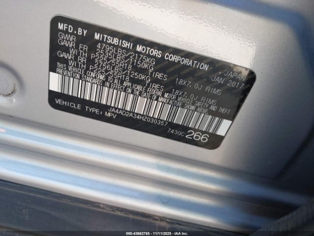 2017 MITSUBISHI OUTLANDER JA4AD2A34HZ030357 Photo 8