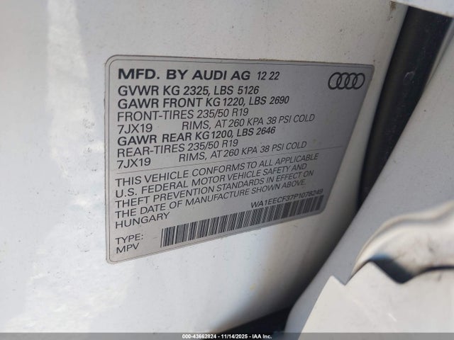 2023 AUDI Q3 WA1EECF37P1078249 Photo 8