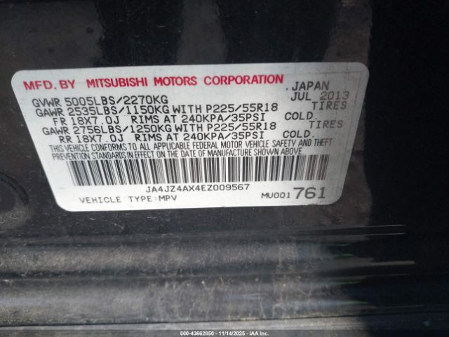 2014 MITSUBISHI OUTLANDER JA4JZ4AX4EZ009567 Photo 8