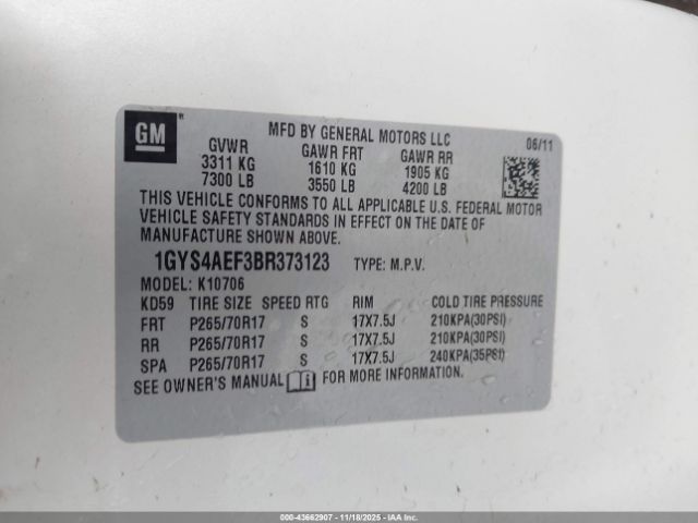 2011 CADILLAC ESCALADE 1GYS4AEF3BR373123 Photo 8