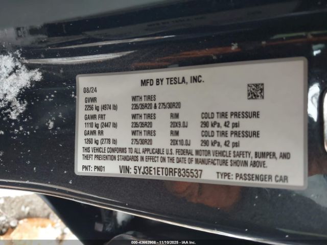 2024 TESLA MODEL 3 5YJ3E1ET0RF835537 Photo 8