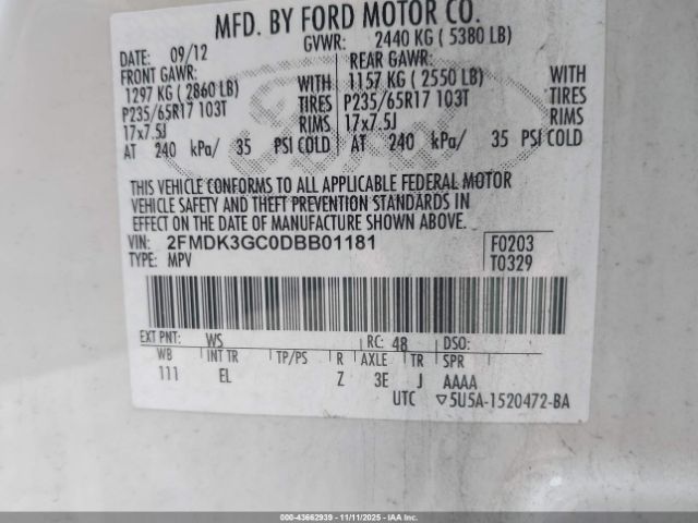 2013 FORD EDGE 2FMDK3GC0DBB01181 Photo 8