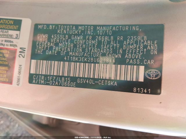 2011 TOYOTA CAMRY 4T1BK3EK2BU621844 Photo 8