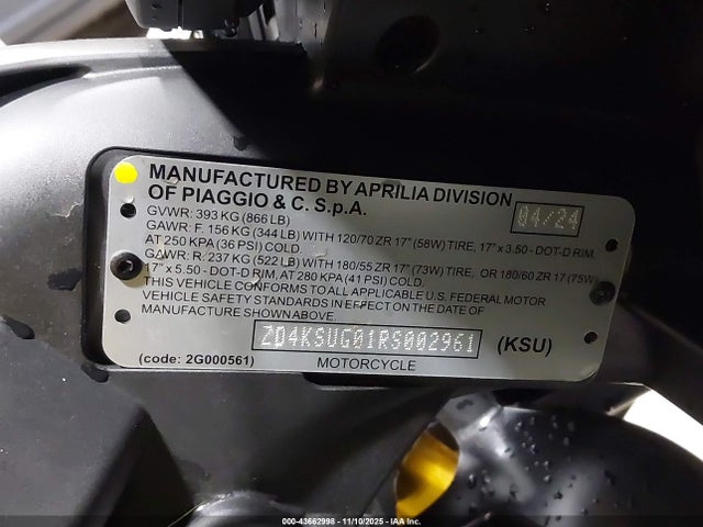 2024 APRILIA RS ZD4KSUG01RS002961 Photo 9