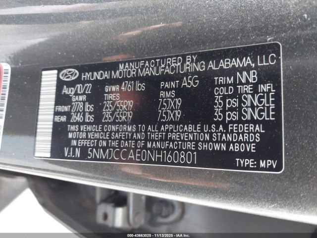 2022 HYUNDAI TUCSON 5NMJCCAE0NH160801 Photo 8