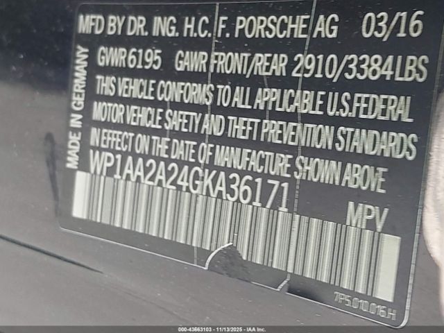 2016 PORSCHE CAYENNE WP1AA2A24GKA36171 Photo 8