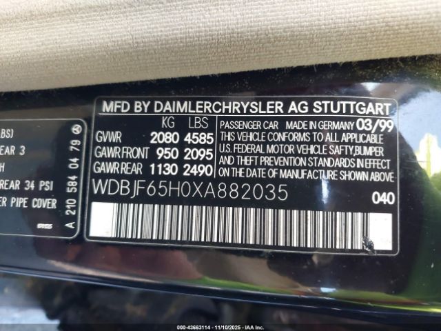 1999 MERCEDES-BENZ E 320 WDBJF65H0XA882035 Photo 8